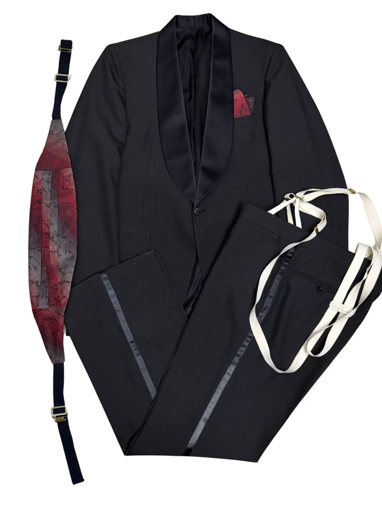 Vintage Tuxedo Mickey Allen Luxury Formal Business Black Suit Mens 42r
